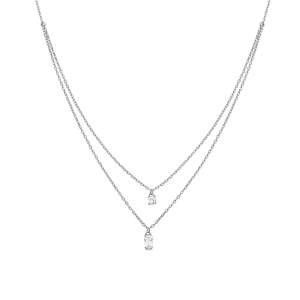 COLLAR PUSLA PLATA Collar de Plata de Ley 925 con Circonita Brillante acabado en rodio