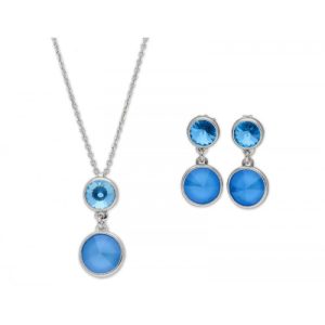 Juego de pendientes y colgante cristales azules.