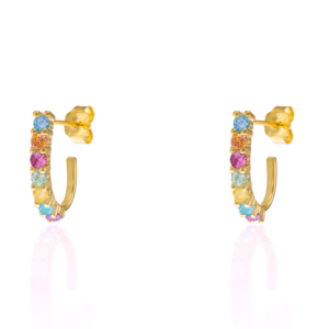 Pendientes criollas dorada multicolor.