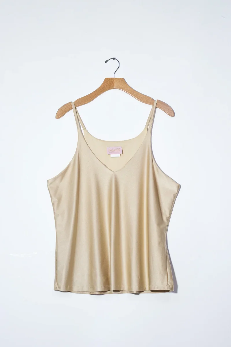 Blusa Curvy Tirantes Satín ivory Elegante Versátil Eventos - Imagen 2