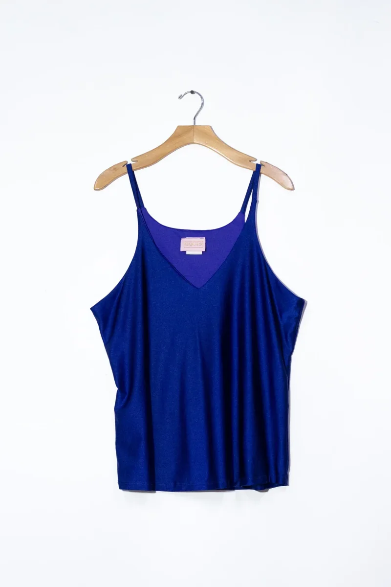 Blusa Curvy Tirantes Satín Azul o Café Brillo Sutil Versátil - Imagen 7