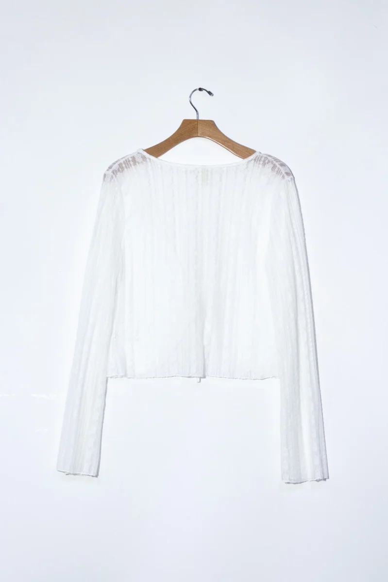 Blusa Curvy Encaje Blanca Femenina Delicada Romántica Elegante - Imagen 6