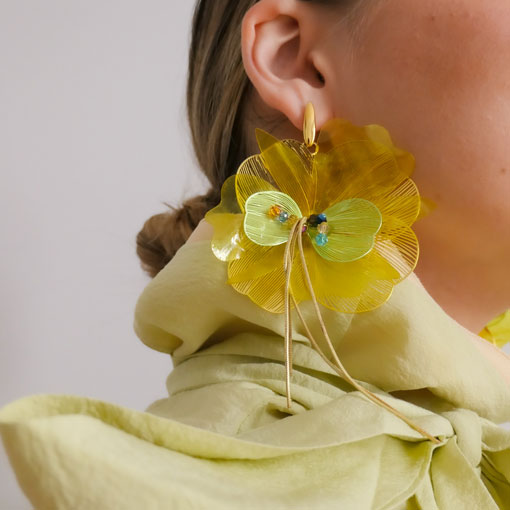 Pendientes Camelia Amarillo - Imagen 3