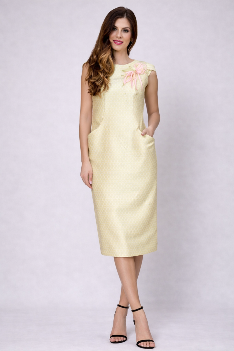 Vestido de Coctkel con bolsillos, confeccionado en mikado. - Imagen 2