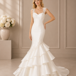 Vestido de Novia estilo Flamenco de Mikado.