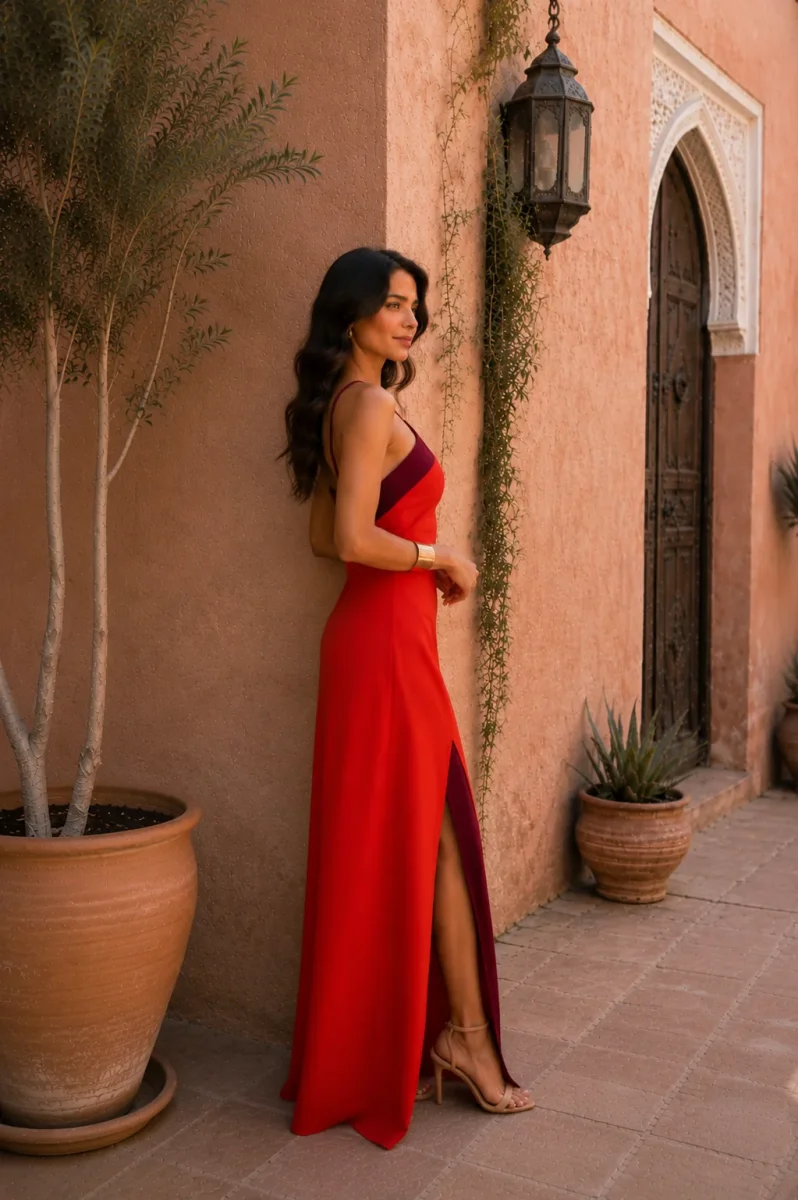 Vestido largo halter con abertura - Imagen 9