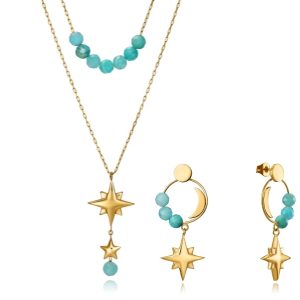 Juego de pendientes y colgante estrellas doradas Viceroy.