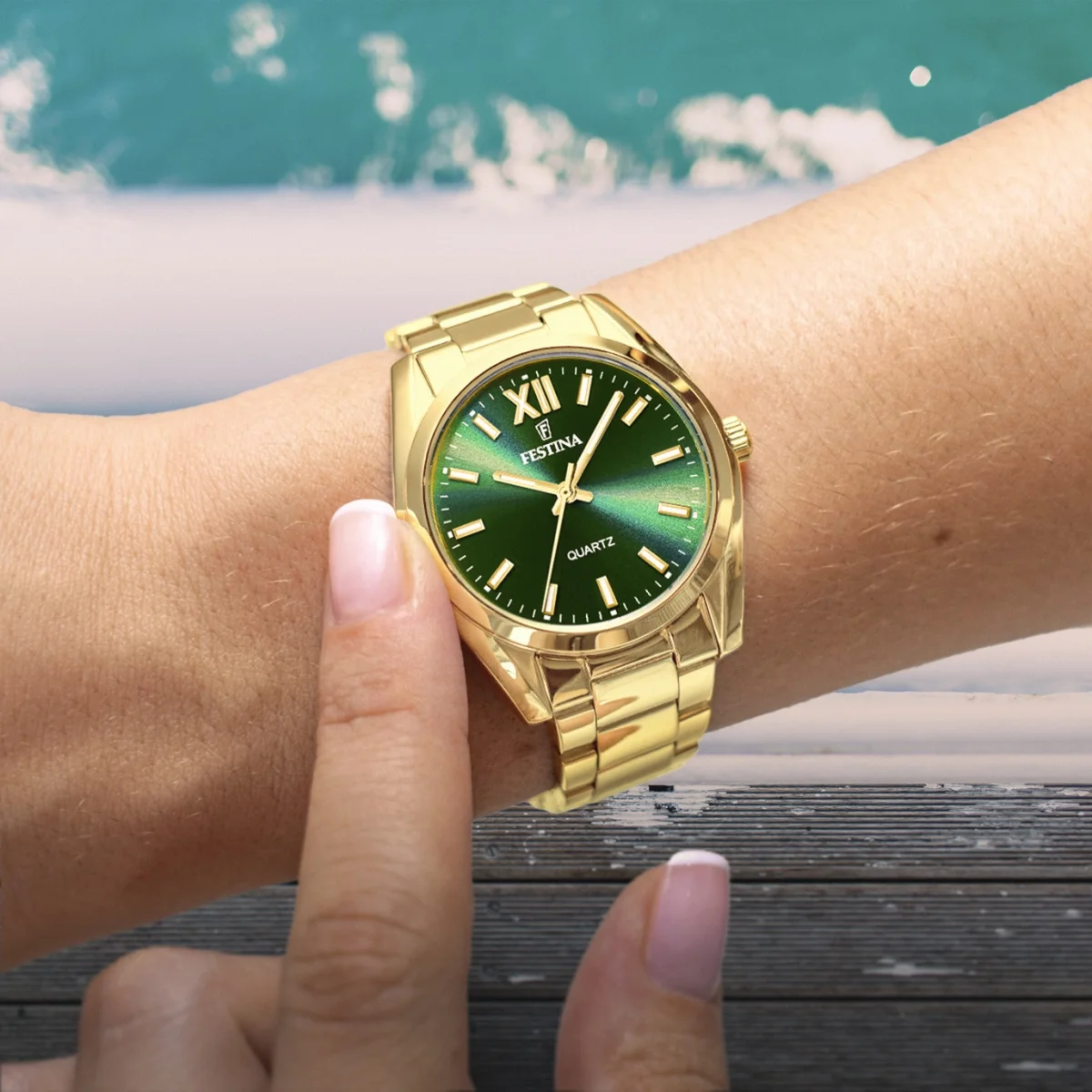 RELOJ FESTINA F20640/9 VERDE CORREA DE ACERO INOXIDABLE 316L, MUJER - Imagen 4