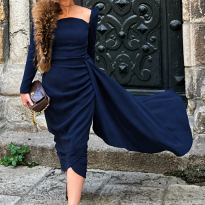 Vestido midi coctel color marron chocolate. Puedes personalizarlo a tu color favorito