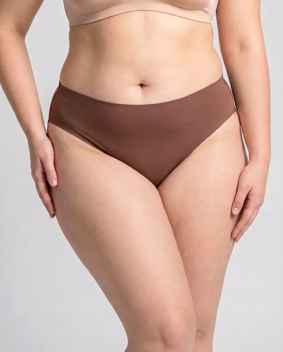 Panti Curvy Liso Café Algodón Stretch Cómodo Tallas Extras - Imagen 3