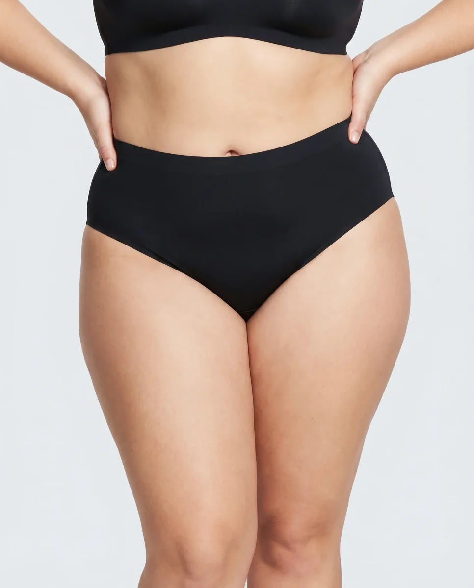 Panti Curvy Liso Negro Algodón Stretch Cómodo Tallas Extras