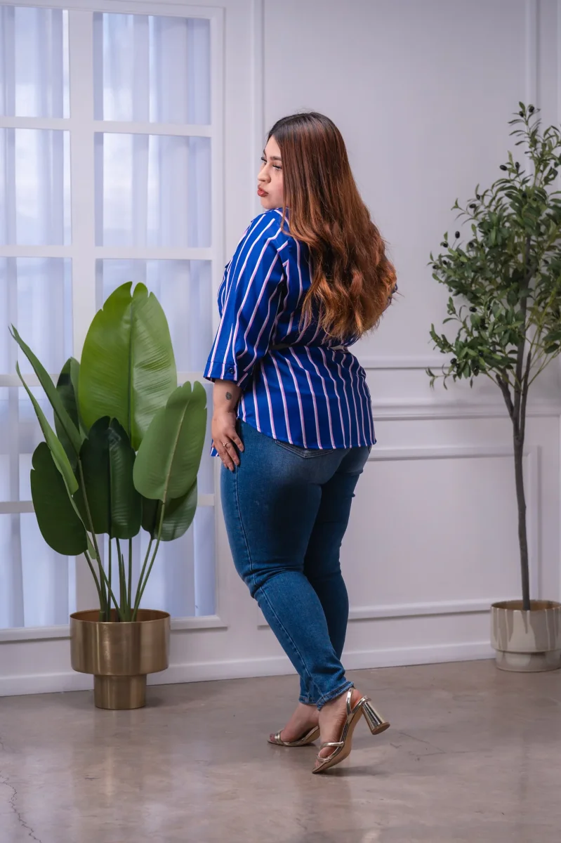 Jeans Curvy Skinny Deslavado Oscuro Estiliza Sofisticado - Imagen 7