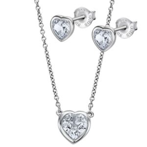 Juego de pendientes y colgante corazón brillante