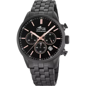 RELOJ LOTUS CHRONO 18668/2 NEGRO CORREA DE ACERO, HOMBRE