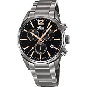 RELOJ LOTUS CHRONO 18682/2 NEGRO CORREA DE ACERO, HOMBRE