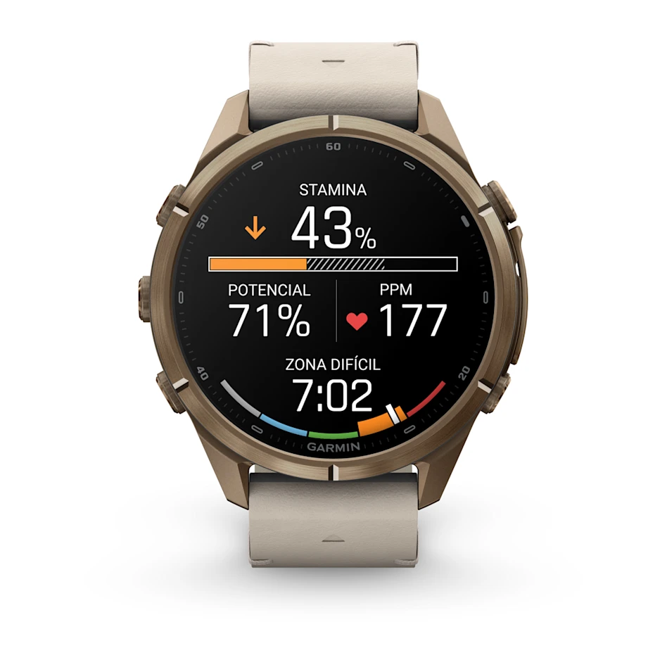fēnix® 9 Pro – inReach® 43mm Amoled Titanio dorado con correa de cuero en beige, nºde referencia :010-04335-41 - Imagen 4