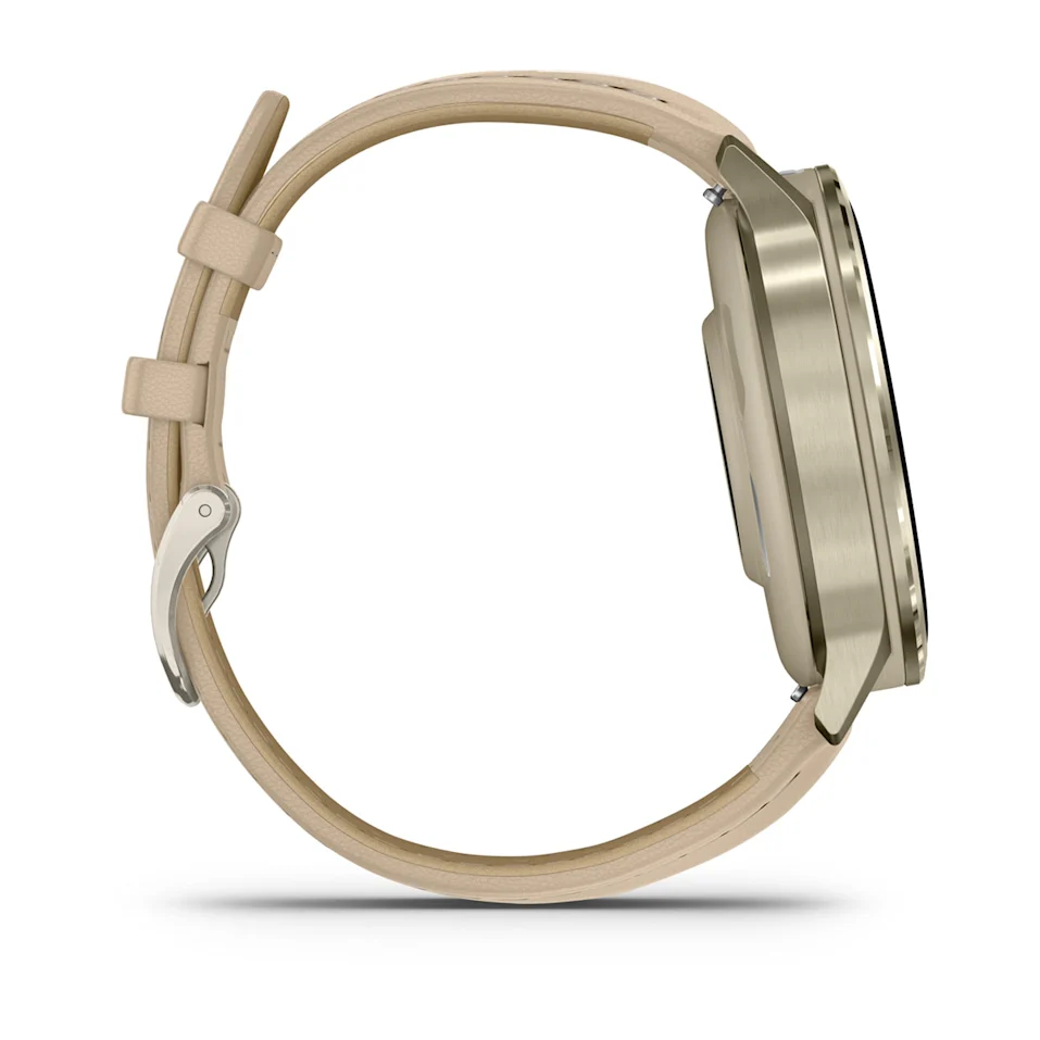 Venu® 4 – 41 mm Bisel dorado con correa de silicona blanca y correa de cuero beige. Nº Ref: 010-03013-03 - Imagen 5