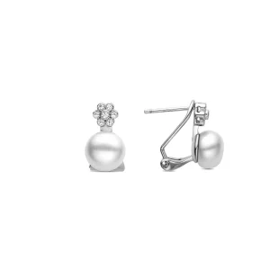 PENDIENTES ALTUL Pendientes de Plata de Ley 925 con Perla Blanca acabados en rodio