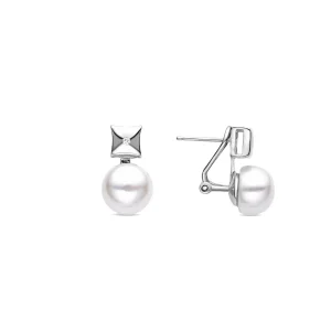 PENDIENTES ARCIAS Pendientes de Plata de Ley 925 con Perla Blanca acabados en rodio