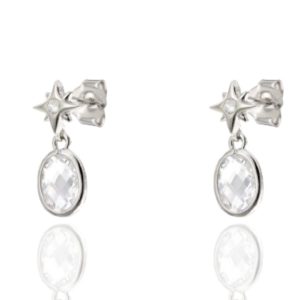 Pendientes Art Deco blanco.