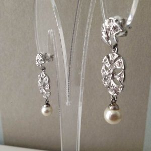 Pendientes de Novia de Rodio con Perla