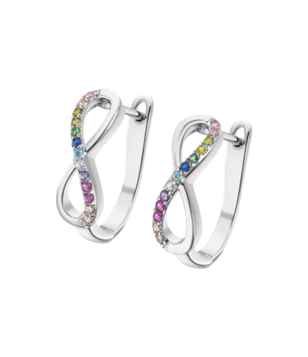 Juego de pendientes y colgante infinito multicolor. - Imagen 4