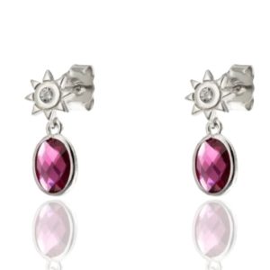 Pendientes Art Deco fucsia.