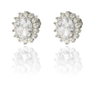 Pendientes rosetón de plata