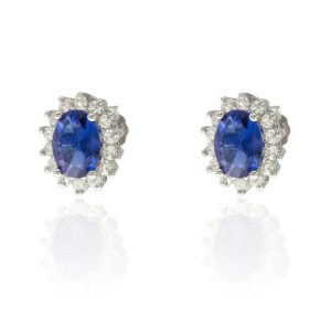 Pendientes roseta con central azul.