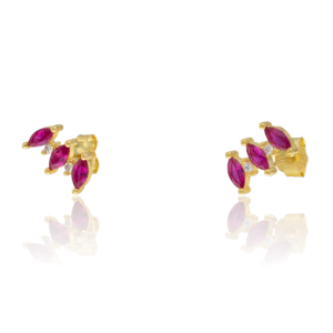 Pendientes triple fucsia.