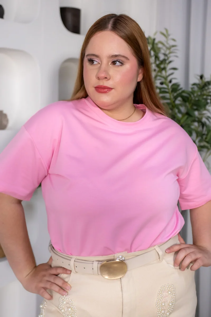 Playera Curvy Oversize Algodón Stretch Colores Vibrantes - Imagen 8