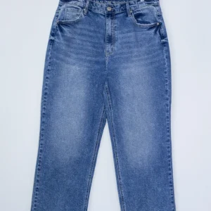 Jeans Curvy Recto Liso Claro Deslavado Casual Estiliza