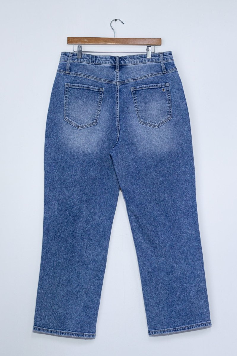 Jeans Curvy Recto Liso Claro Deslavado Casual Estiliza - Imagen 5