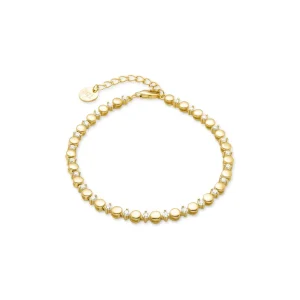 PULSERA ABAK Pulsera de Plata de Ley 925 con Circonita Brillante acabada en oro amarillo de 18K