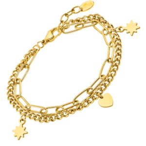 Pulsera doble dorada Lotus