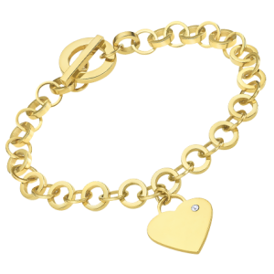 Pulsera dorada corazón colgante.