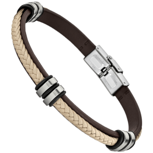 Pulsera Lotus hombre marrón y beige