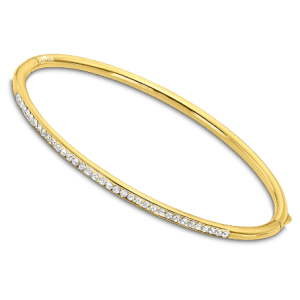 Pulsera rígida en acero ip-dorado y circonitas.