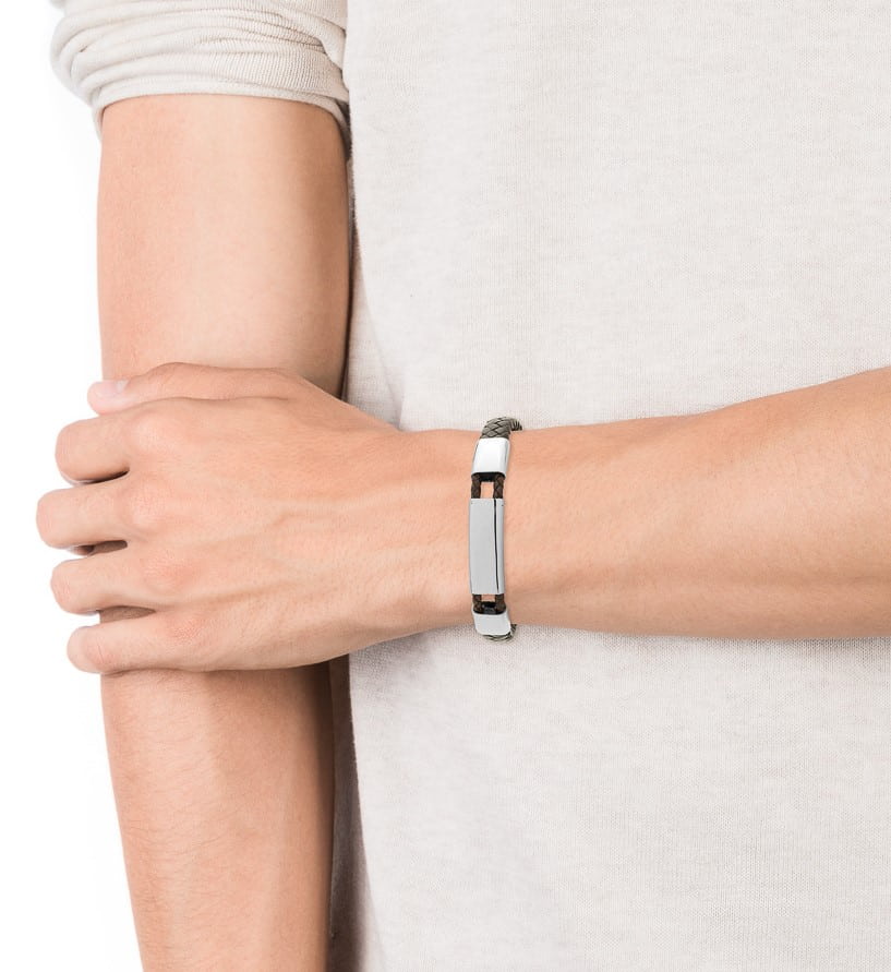 Pulsera Viceroy hombre piel trenzada triple placa. - Imagen 3