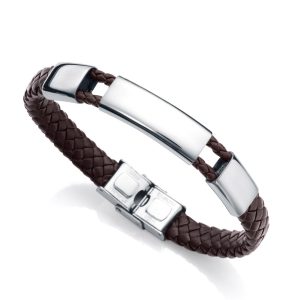 Pulsera Viceroy hombre piel trenzada triple placa.