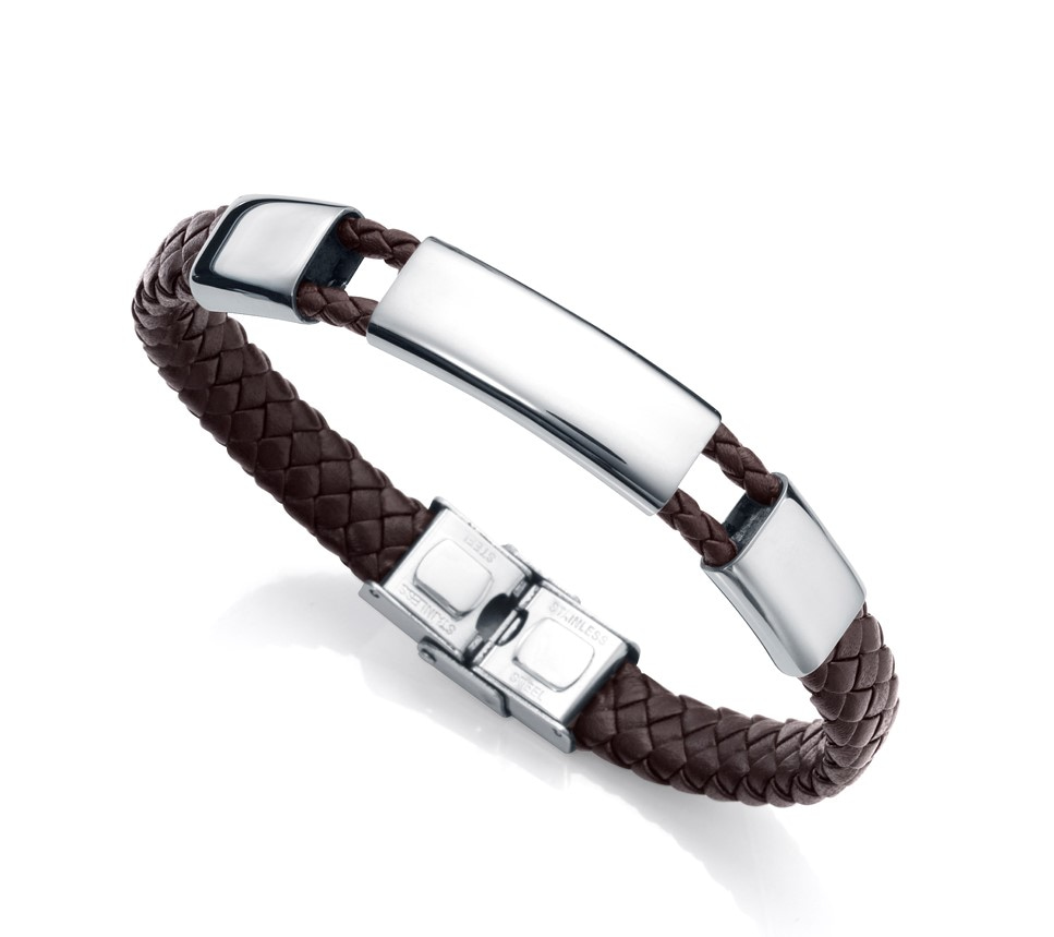 Pulsera Viceroy hombre piel trenzada triple placa.