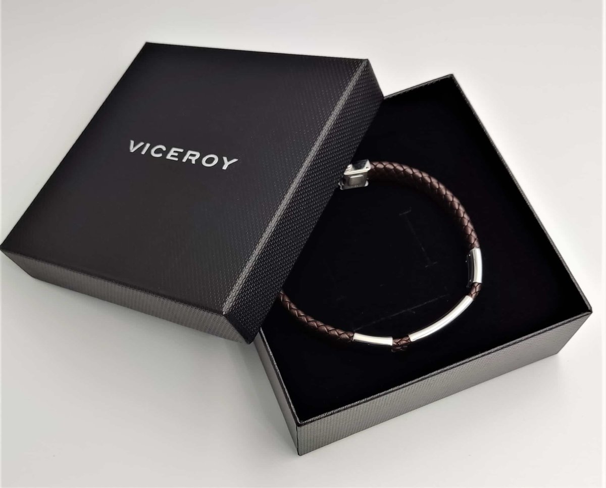 Pulsera Viceroy hombre piel trenzada triple placa. - Imagen 4