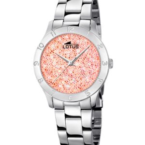 Reloj Lotus cristales rosas.