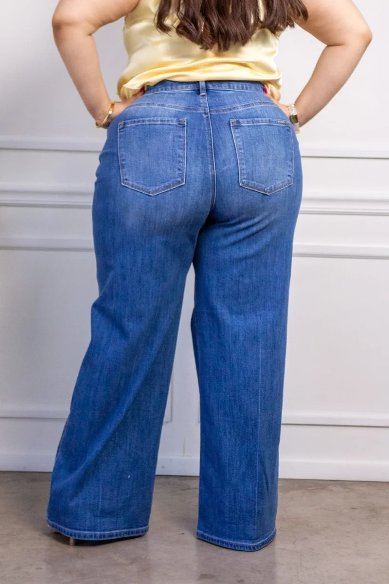 Jeans Curvy Recto Wide Leg Liso Azul Medio - Imagen 5