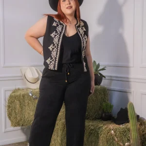 Set Curvy Pantalón con Chaleco Gamuza Premium Look Sofisticado