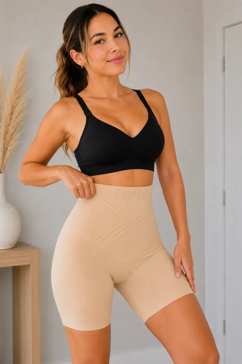 Shorts Moldeadores de Cintura Alta — Sin Costuras, Seda Fría, Control de Abdomen y Glúteos