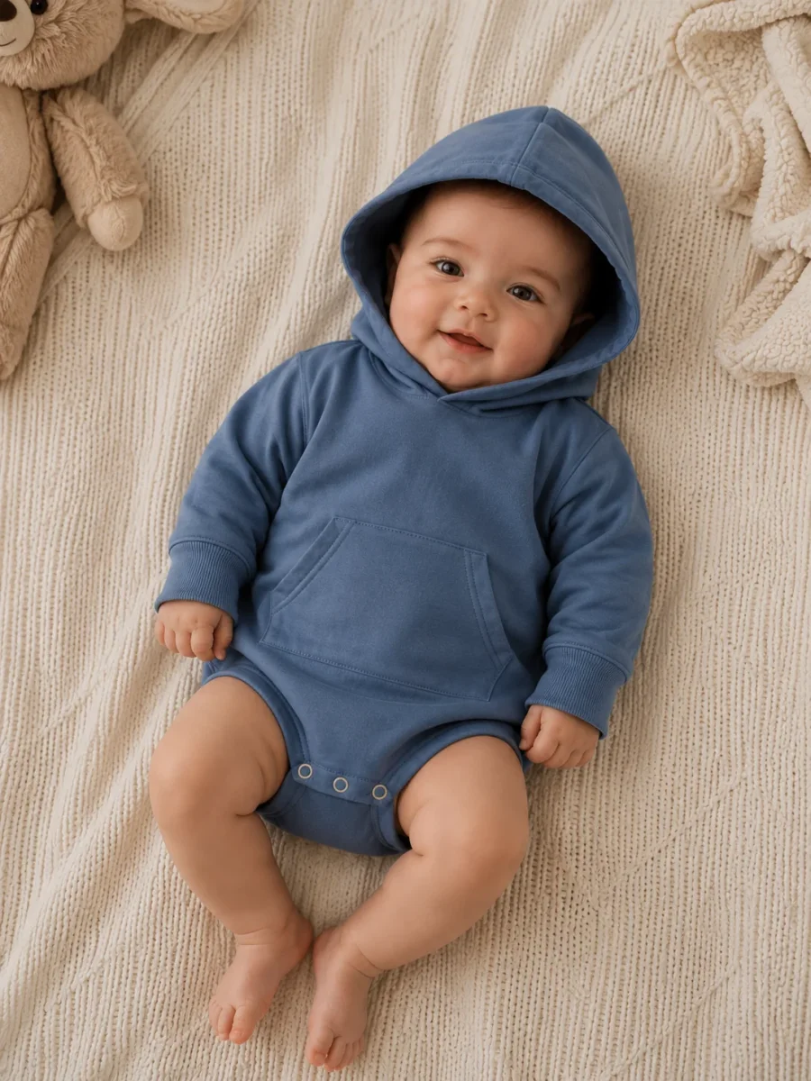 Hoodie para Bebé — Sudadera con Capucha de Color Liso, 0 a 24 Meses - Imagen 4