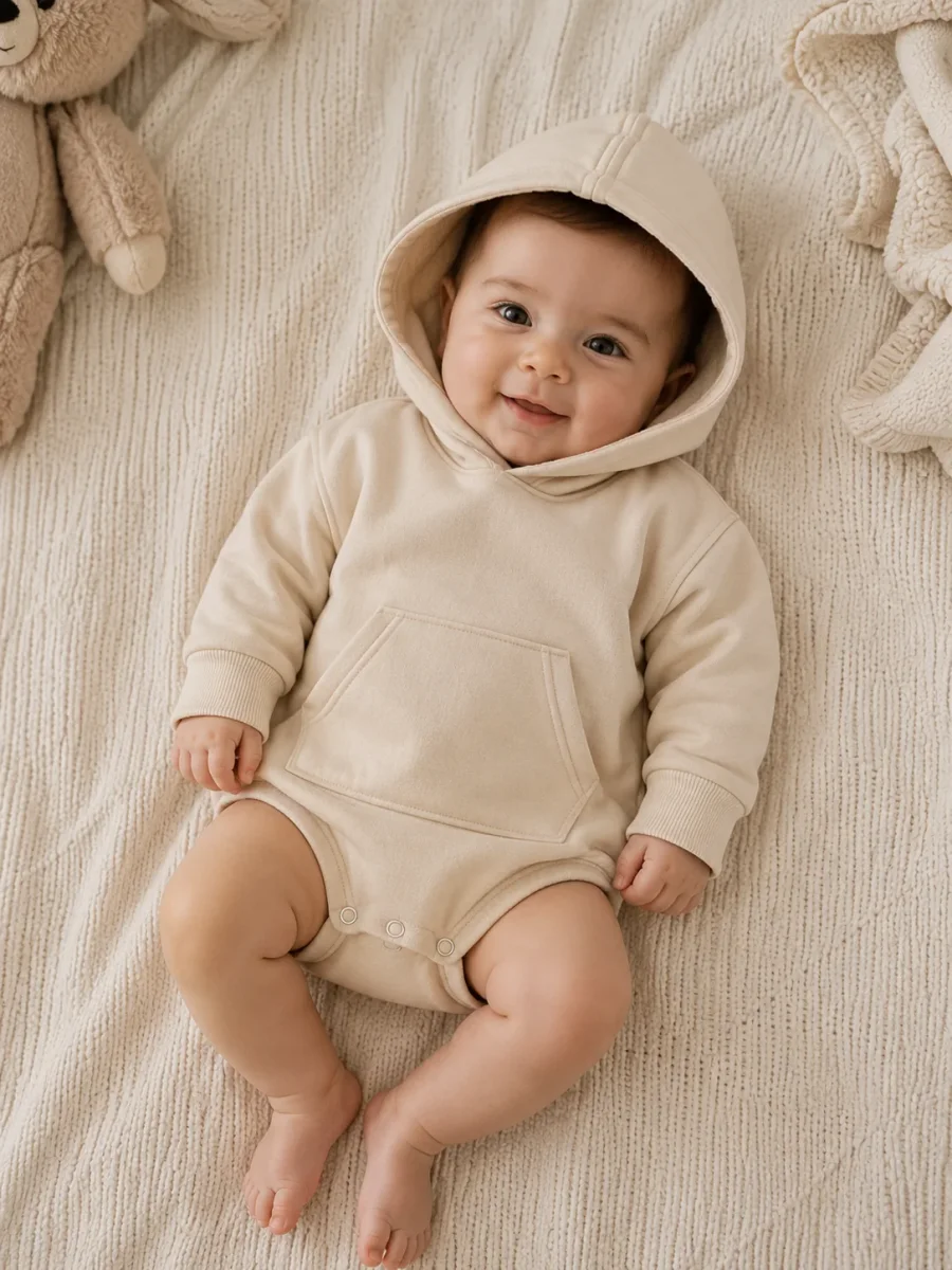 Hoodie para Bebé — Sudadera con Capucha de Color Liso, 0 a 24 Meses - Imagen 3