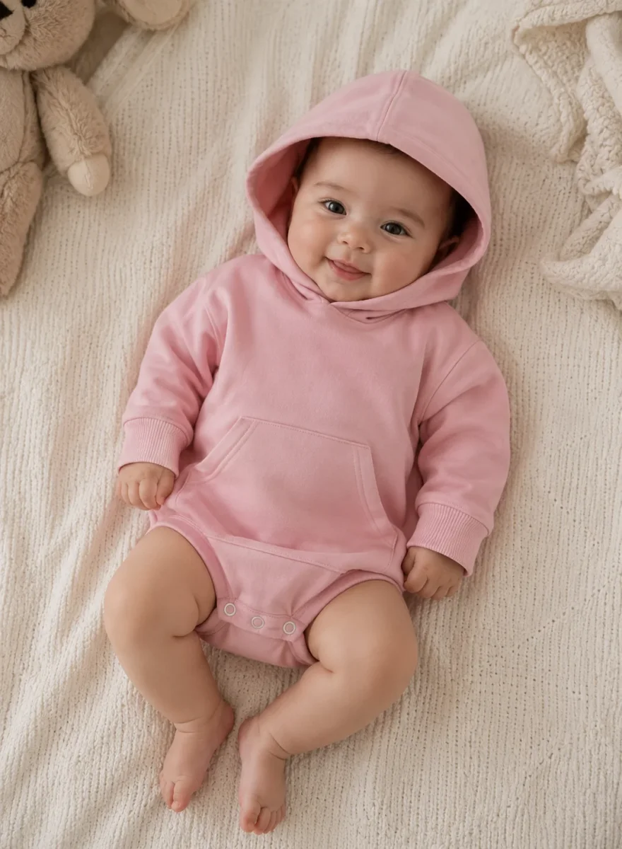 Hoodie para Bebé — Sudadera con Capucha de Color Liso, 0 a 24 Meses - Imagen 2
