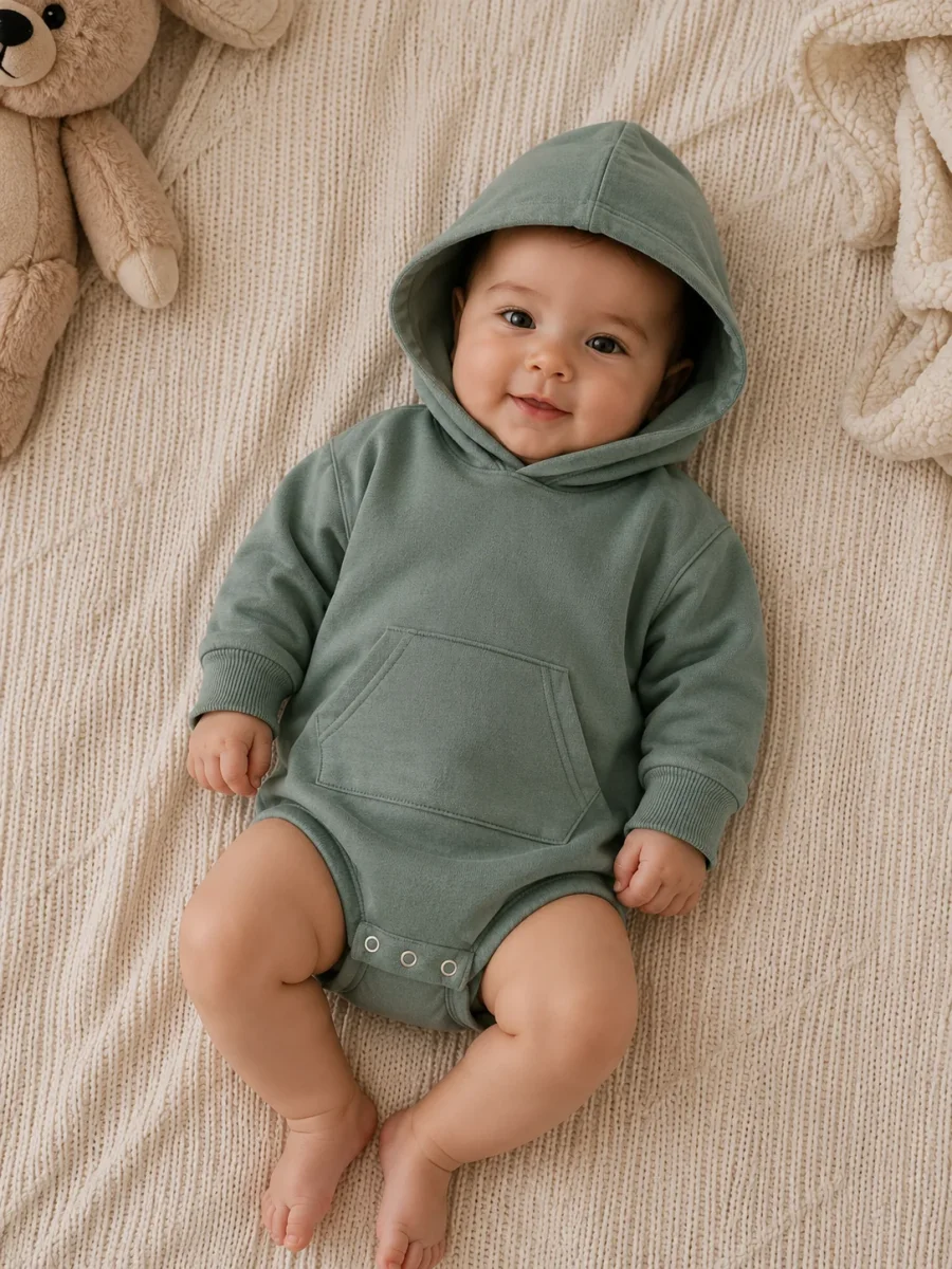 Hoodie para Bebé — Sudadera con Capucha de Color Liso, 0 a 24 Meses - Imagen 5